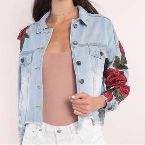 Emory Park Rose Embroidered Jean Jacket | US M
